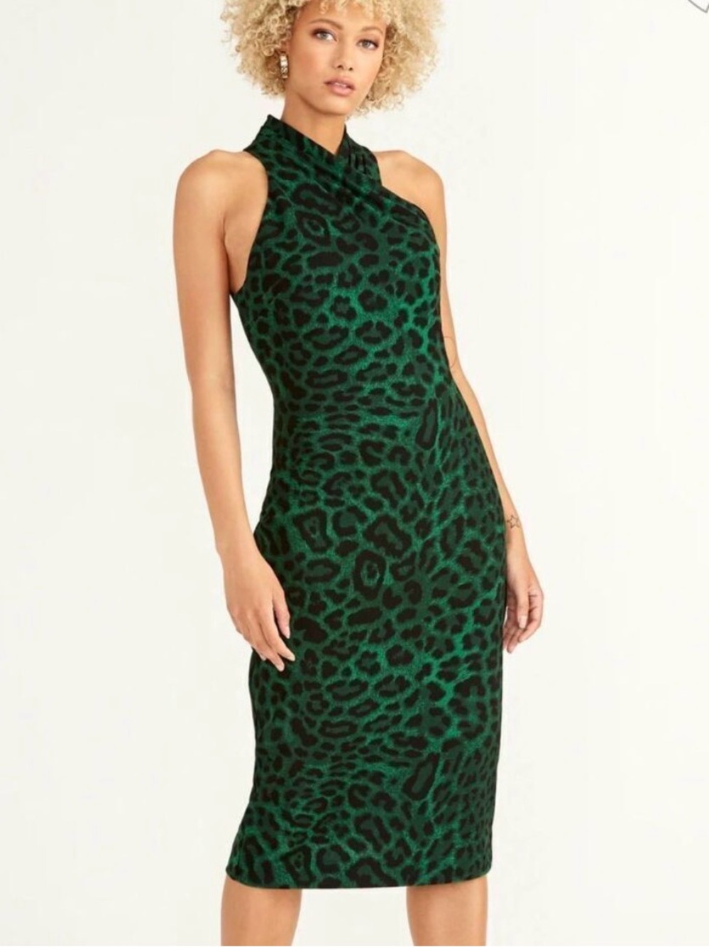 Rachel Roy Green Leopard Midi Dress